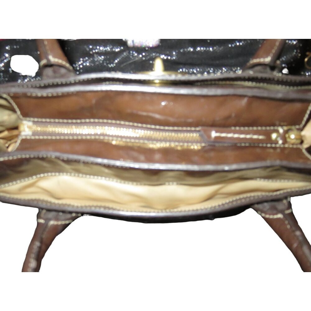 COACH 2007 Vintage 11789 Madeline Brown Patent Leather Double Handle Satchel - Picture 10 of 12